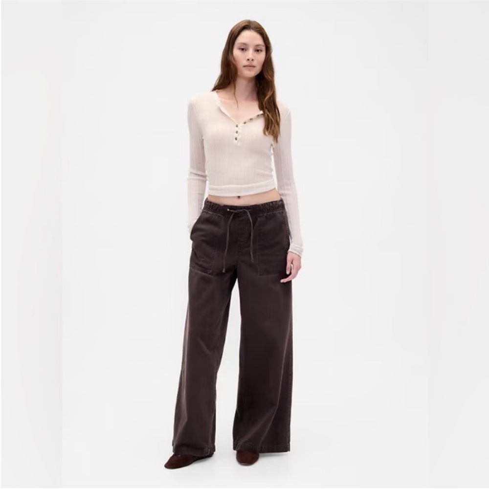 NEW! GAP Mid Rise Brown Easy Baggy Pants - Large #844495 🖤